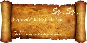 Szpevák Szilárd névjegykártya